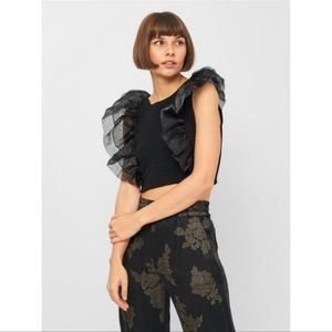 NWOT Zara ruffle tulle top
